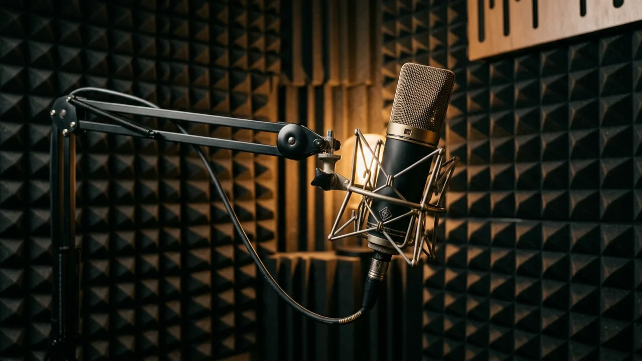 Estudio Acústico y Micrófono de Alta Fidelidad para Transcripción de Voz Gemini 3.5