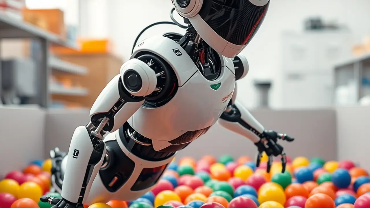 Robot de desmantelamiento se vuelve espectáculo: Reachy Mini baila entre bolas de colores